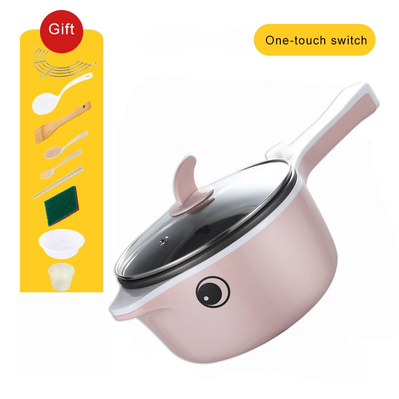 Multi Rice Cooker Electric Skillet Pot Cookers Noodle Stewing Steamed Fried Electric Slow Cooker 220V Single/Double Layer: pink