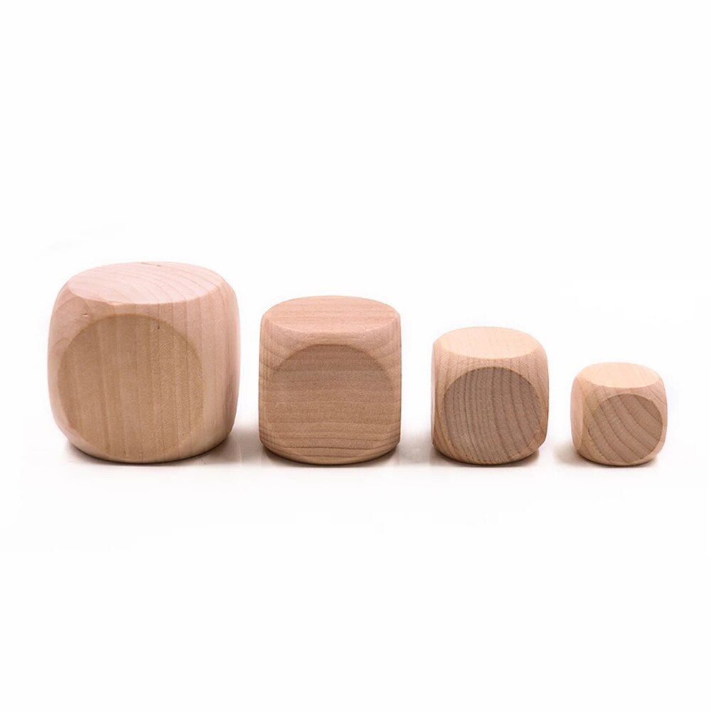 10pcs Wood Dices 6 Sided Blank Cubes Round Corner For DIY Printing Engraving Kid Toys Family Party Games