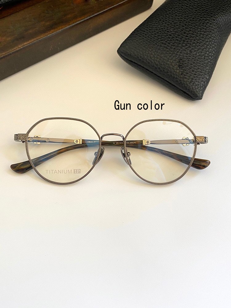 Gafas graduadas Vintage, marco artesanal exquisito, Material de placa de titanio puro, estilo Punk, novedad de: Gris