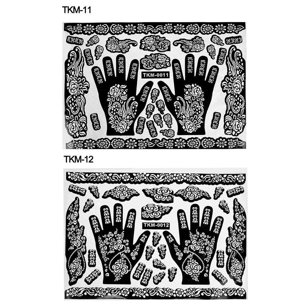 1 stk hænder/fødder tatovering henna indiske midlertidige tatoveringsskabeloner stenciler til airbrushing mehndi kropsmaleri indretning tilfældig stil