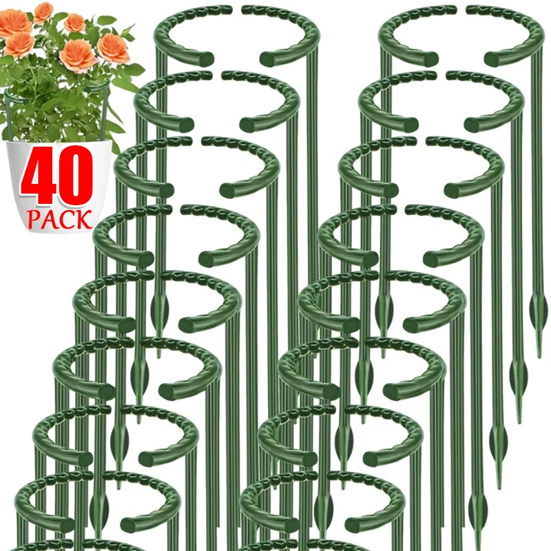 Soporte de plástico para plantas, marco de pila, arreglo de invernadero, varilla fija semicircular, soporte de escalada para plantas y flores de interior, 1/40 Uds.
