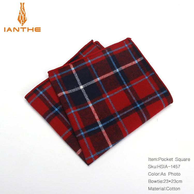 Casual mannen 100% Katoen Zakdoeken Geweven Plaid Pocket Vierkante Mannelijke Bruiloft Zakdoek Handdoeken Hanky Corbatas: IA1457