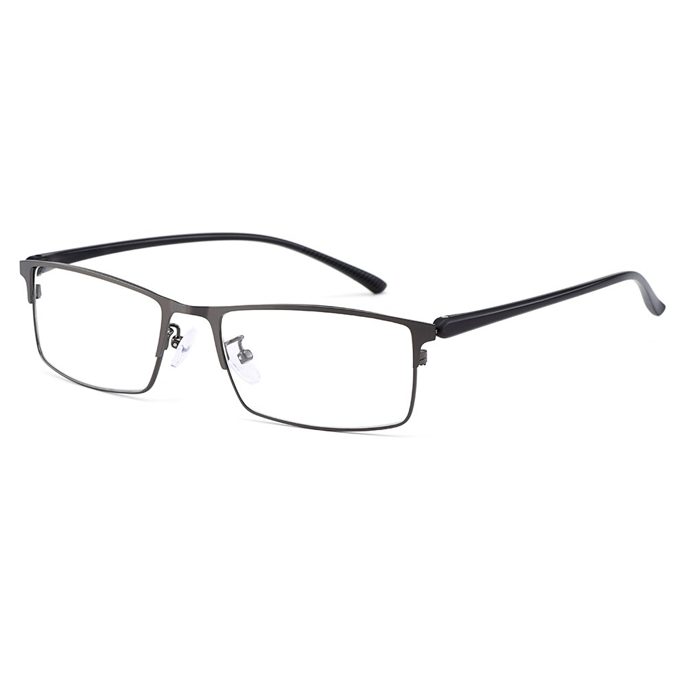 Gmei Optical Men Titanium Alloy Eyeglasses Frame for Men Eyewear Flexible Temple Legs IP Electroplating Alloy Material Y2529: C3 Gun Grey