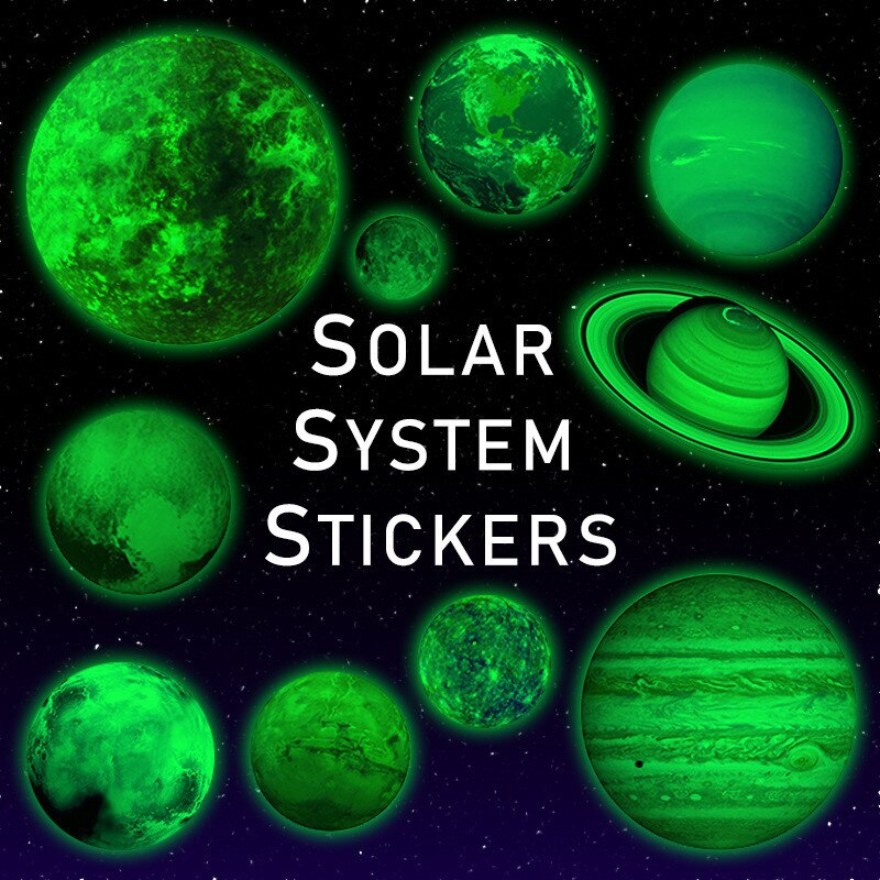 Universet planet galakse børneværelse soveværelse lysende wallstickers loftsmærkater dekoration solsystem fluorescerende vægindretning