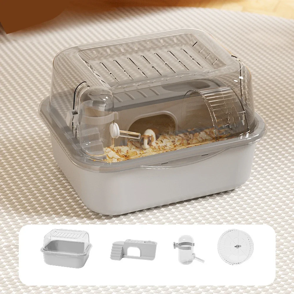 Jaula para hámster, habitat pequeño para hámster, ratón, jaula para animales pequeños para el hogar con tubo, rueda de ejercicio, cabana, hábitat para ratas, gerbos y ratones: Gris