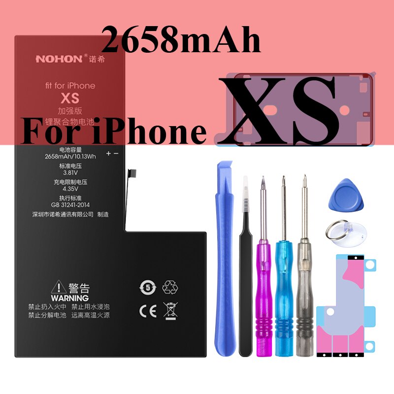 Nohon Battery For Apple iPhone 7 8 Plus 5s 5c X Xr Xs Max 7Plus 7P 8P iPhone7 1560-3360mAh Bateria +Tools For iPhone 5s 8 7 Plus: For iPhoneXs 2658mAh