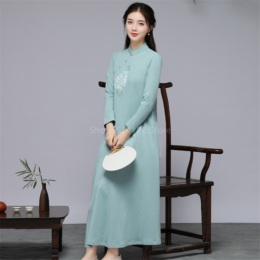 Women Chinese Traditional Cheongsam Qipao Modern Wedding Dress Aodai Vietnam Floral Print Oriental Asian Style Cloth Casual Set