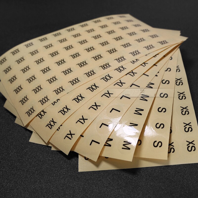 300Pcs Transparant Maat Sticker Pvc Kleding Maat Label Kleding Tag Accessoires Ronde XS-3XL Code