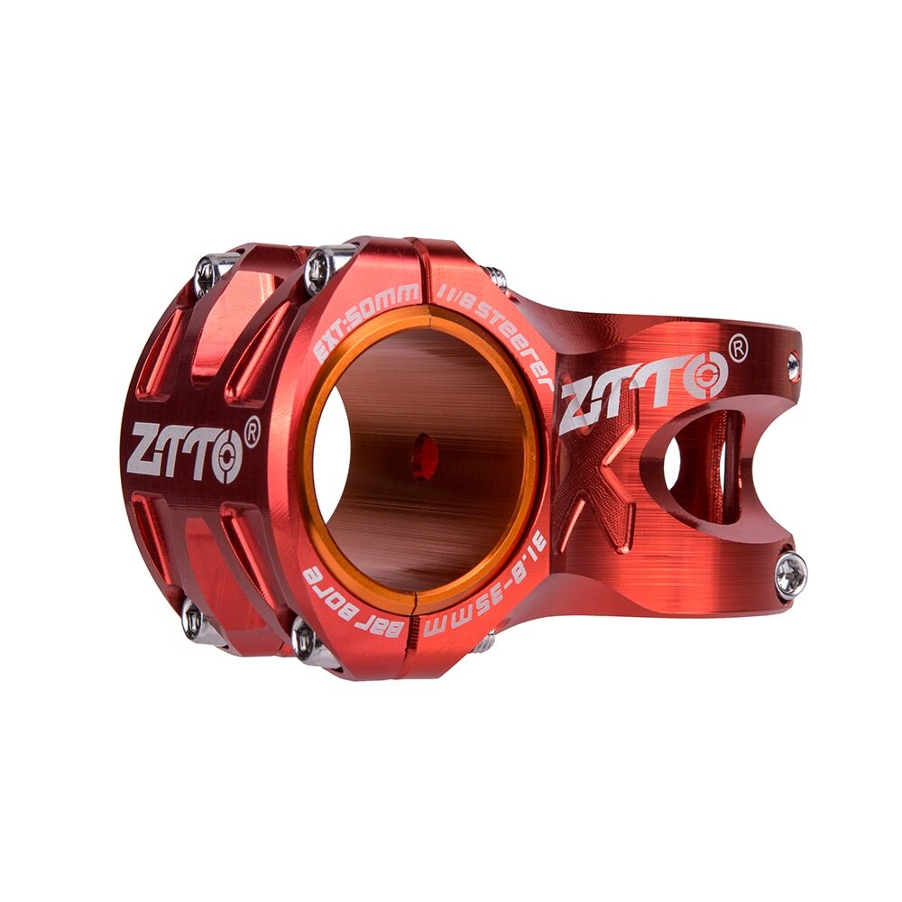 MTB 50mm Stem CNC 35mm 31.8mm Handlebar Bicycle ultralight 0 Degree Rise DH AM Stem Enduro 28.6mm Steerer Mountain Bike: Red