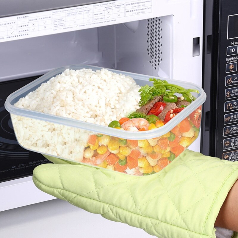 Plastic Kitchen Storage Boxes Lunch Box Rectangle Fruit Food Storage Container Lunch Box Airtight Seal With Lid