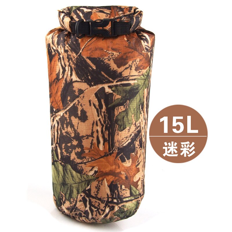 15L Outdoor Waterproof Dry Wet Bag Floating Drift Fishing Rafting Hiking Swimming River Trekking Bucket Compression Bag Portable: camouflage