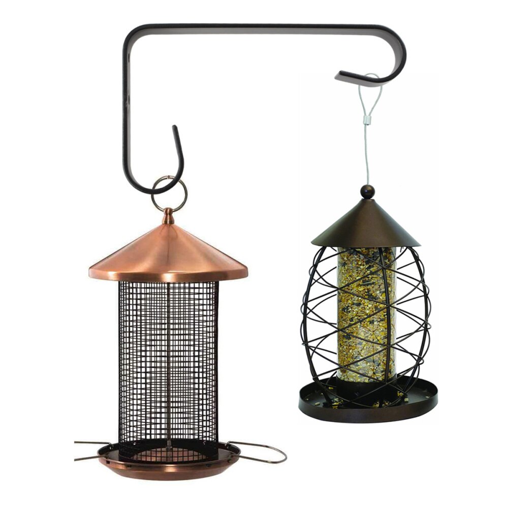 2pcs Iron Potted Hooks 90 Degree Double Hooks Wall Mounted Screw Install Hook Rack Bird Cage Holder Flower Basket Hanger Bonsai