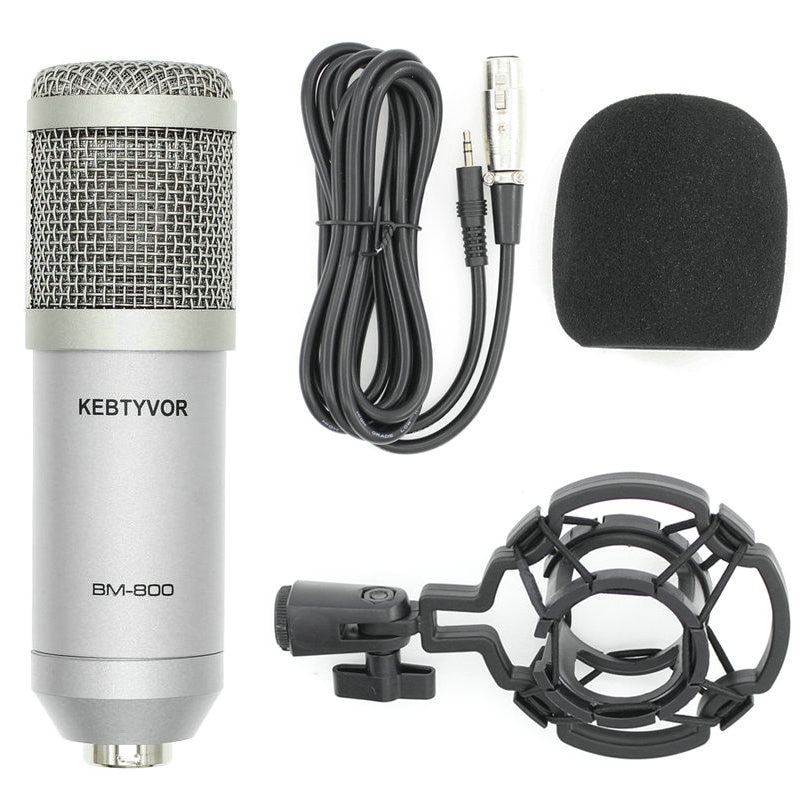 BM800 Condenser Microphone Kit Studio Microphone Vocal Recording KTV Karaoke Microphone Mic W/Stand For Computer Radio Singing