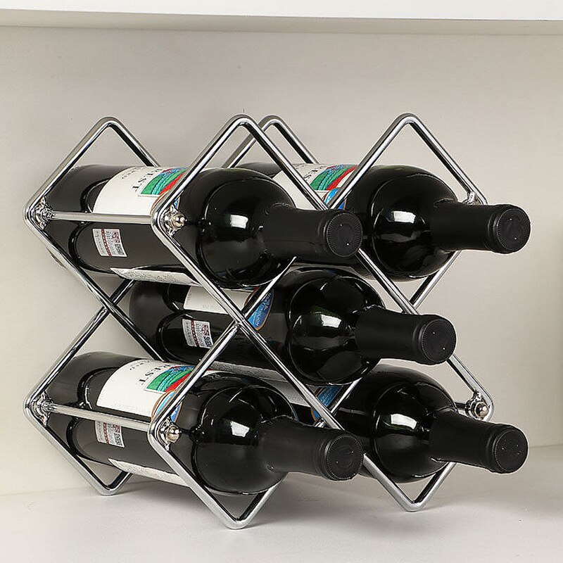 Metal vinreoler bar display rack rødvin opbevaring skab flaske skab stand holdere vinkælder opbevaring tilbehør: Sølv 25 x 25 x 18cm