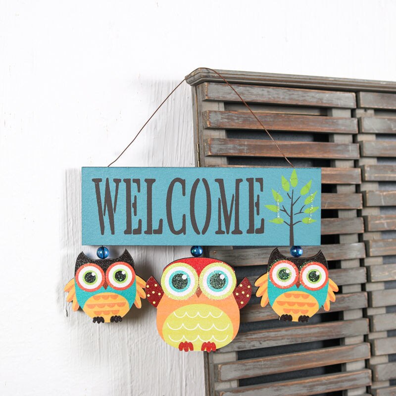 Mooie Uil Welkom Houten Bord Muur Opknoping Prikbord Voor Feestelijke Interieur Outdoor Home Deur Inrichting Tuin Decoratie