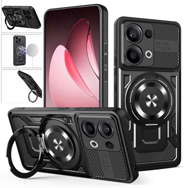 Funda de anillo con soporte magnético de armadura de lujo para OPPO Reno 13 Pro Reno13 13F 13 F Reno13F 5G Magsafe cubierta de carga inalámbrica