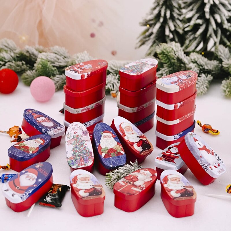 Christmas Embossing Tinplate Empty Tins Candy Cookie Storage Container Decorative Box Kids