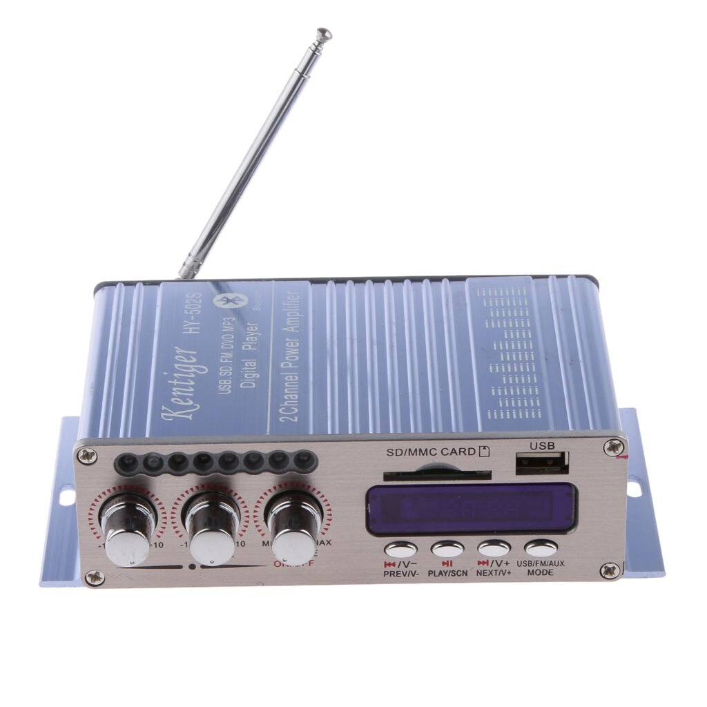 Blue Mini Bluetooth Hi-Fi Stereo Audio AMP Amplifier FM/MP3/SD/USB/DVD for iPod Phone Car Motorcycle Home