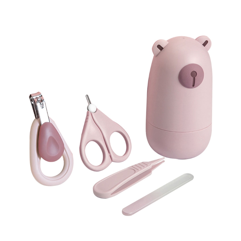 Baby Nagel Pflege einstellen Bausatz 5 Stück Nagel Schermaschinen einstellen niedlich Bär fallen Nagel Schermaschinen Pinzette Schere Nagel Datei für kleinkinder.: Rosa