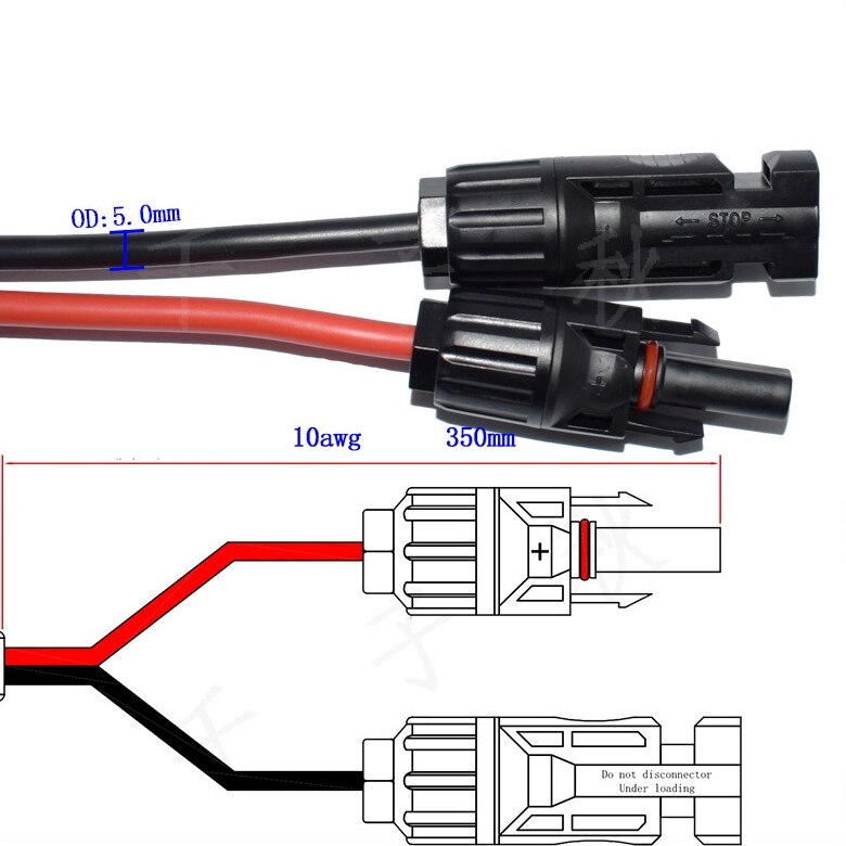 10AWG 12V Snelle Verbinding Connector Zonnepaneel Connector 30Cm Kabel 360W Zonnestelsel Accessoires Terminals
