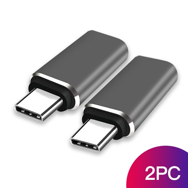 ¡! ACCEZZ-adaptador OTG tipo c para iPhone, Cable hembra tipo c, Conector de carga de datos para Huawei P20 Pro Mate 20 Samsung S9 S10, 2 unidades: 2PC Black