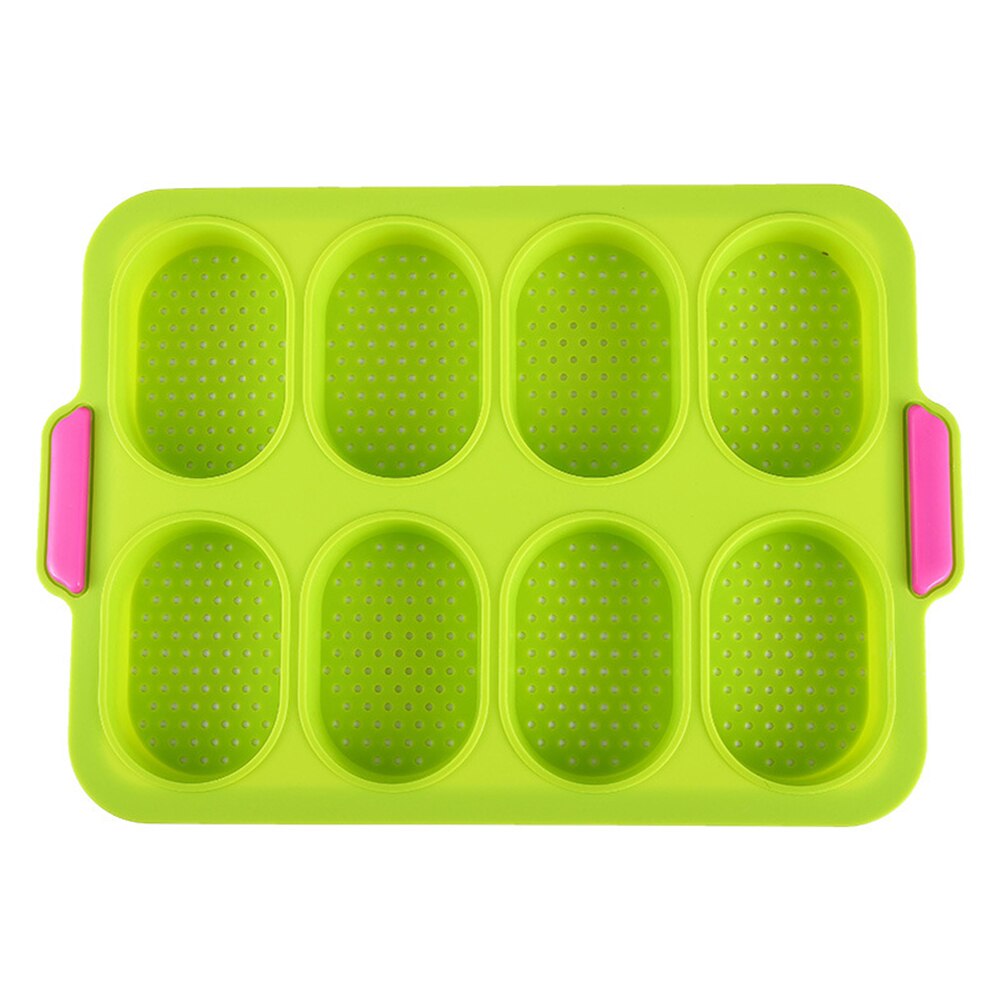 Wärme Beständig Tablett 8 Gitter Hause DIY Französisch Nicht Stock Praktische Laib Backen Hamburger Brot Schimmel Guter Flexibilität Einfach Freisetzung: Grün