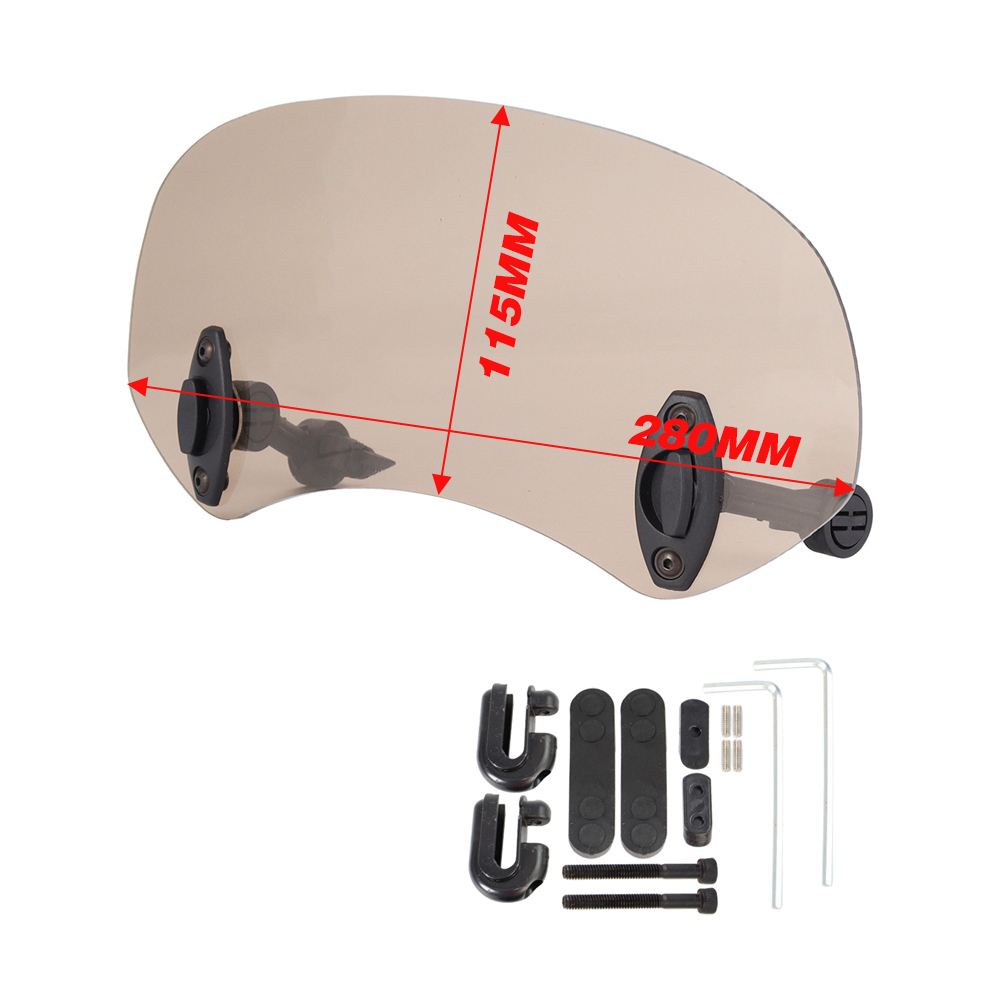 Universal MotorcycleWindshield Extension Adjustable Spoiler Clamp-On Windscreen Deflector: Clear