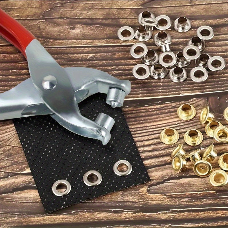 1 Set 1/4 Zoll Ösen-Ösen-Zangen-Set, Ösen-Loch-Zangen-Set mit 100 Metallösen, Ösen-Werkzeug-Set für Lederstoff