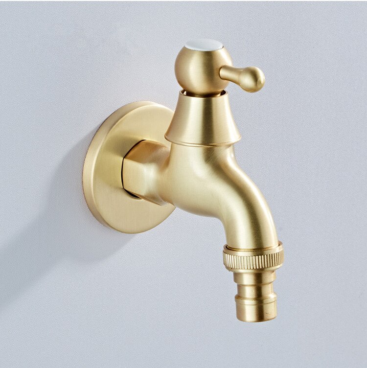 Washing Machine Faucet Mop Brushed Gold Bathroom Faucet Brass Material Tap Outdoor Garden Tap Decorative Kitchen Tap WC Bibcock: style 1 short