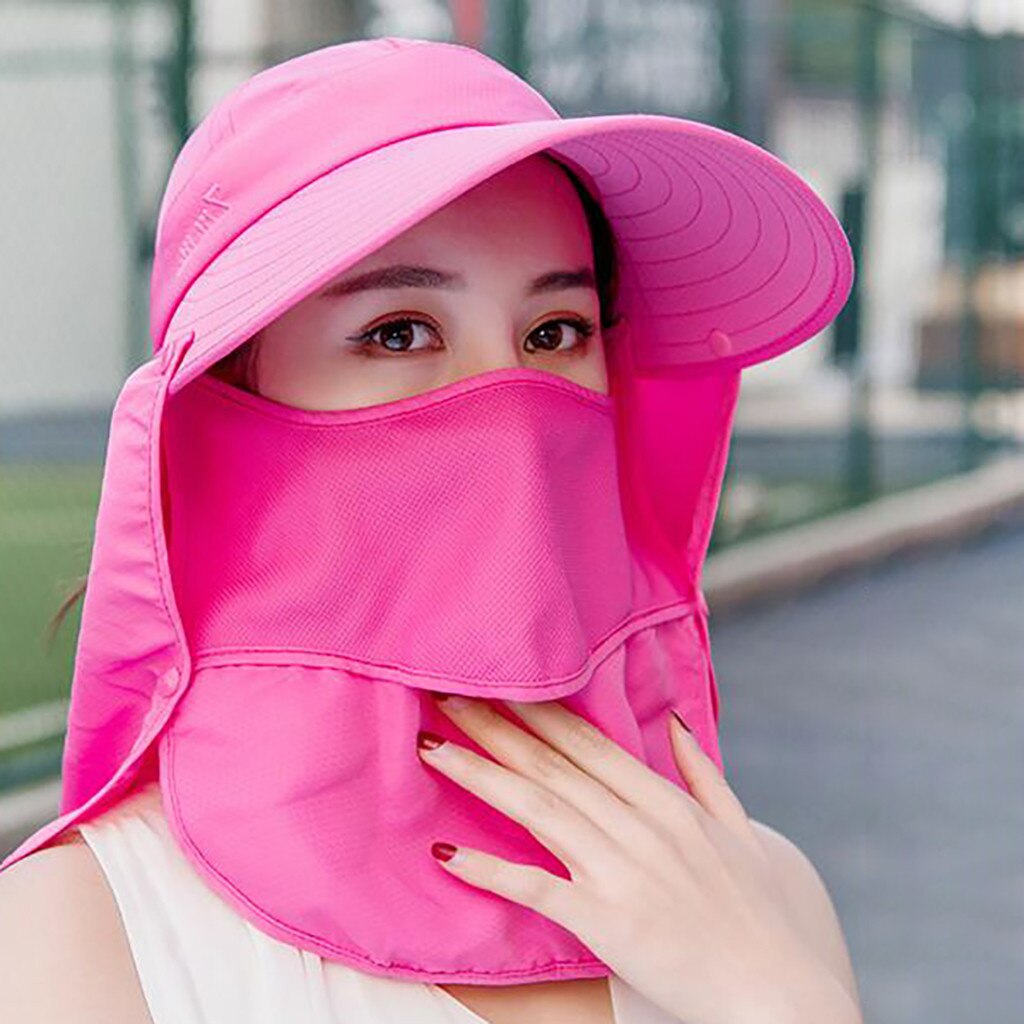 Damen Sonne Schutz Summe Hütte Maske Anti-Uv Doppel Schicht Radfahren Kappe Sonnenhut