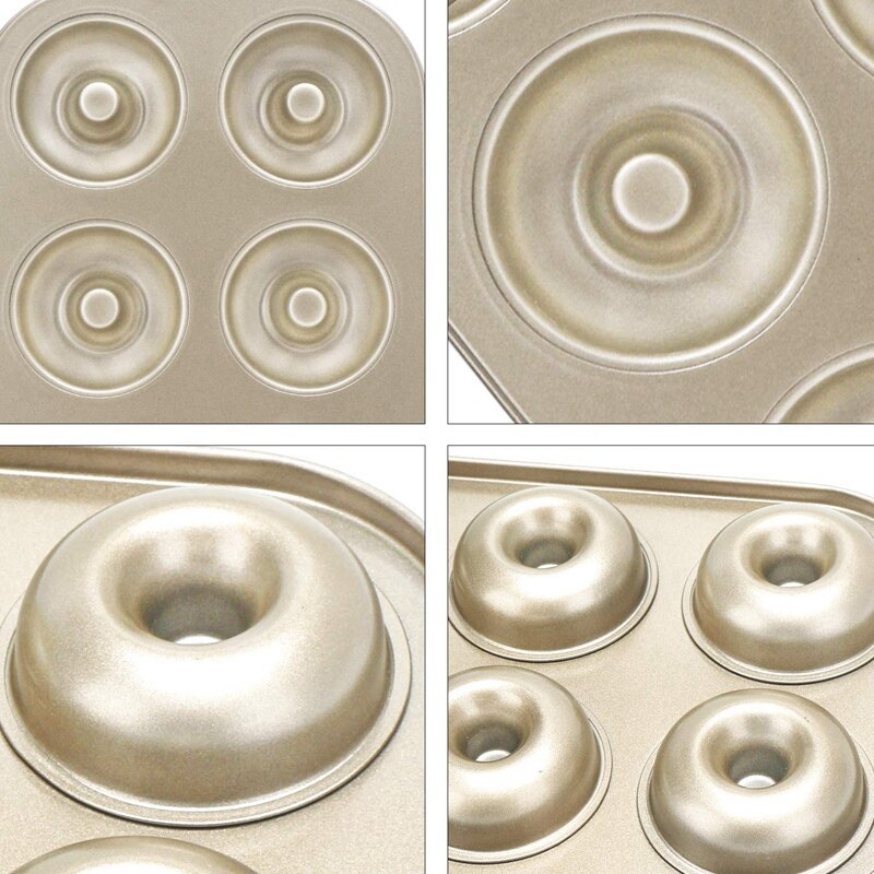 Madeleine Pan,Non-Stick Donut Pan, 2 Pieces Donut Baking Tray, Carbon Steel Donut Mold, Donut Baking Dish Bag Mould 6 Doughnuts