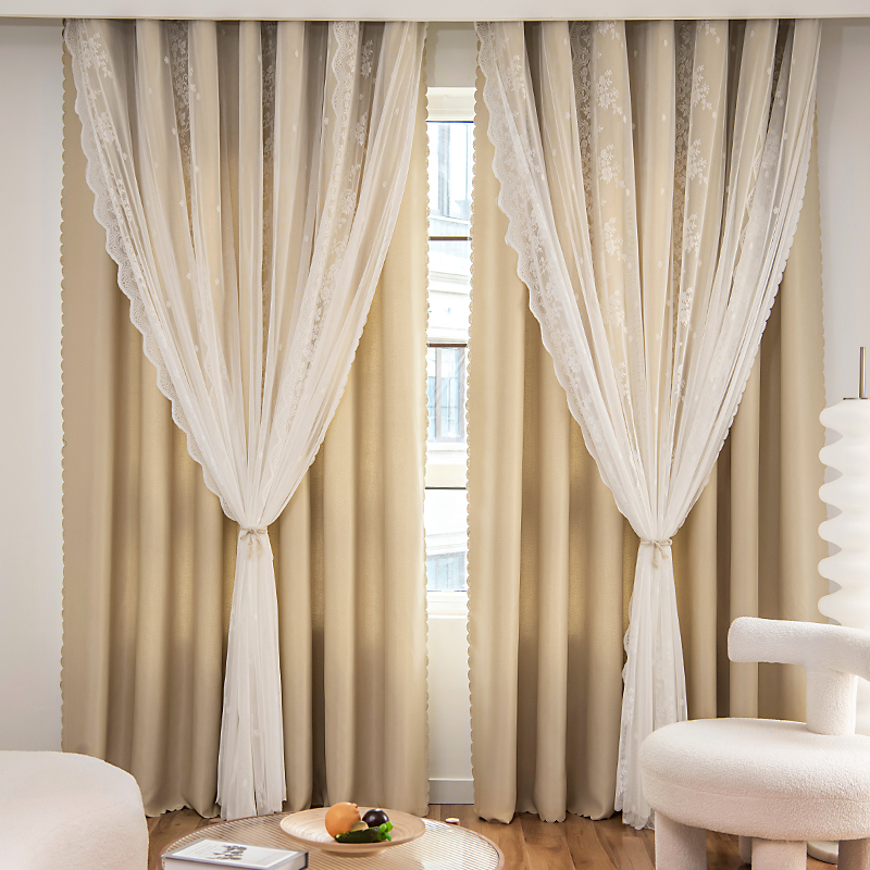 1 szt. Podwójne zaciemniające zasłony robić sypialni z haczykami, izolowane zasłony okienne, płyta okienny, ażurowe zasłony haftowane