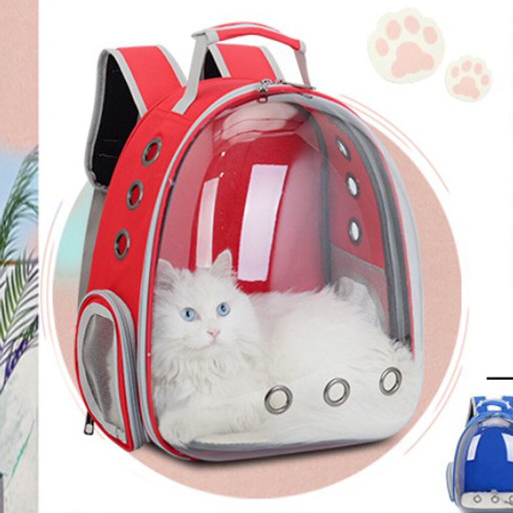 Pet Carrier Dogs Backpack Puppy Capsule Clear Hiking Holder: Red