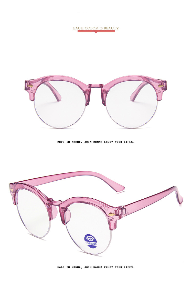 Rosa clássico semi sem aro anti azul óculos de luz crianças redondos óculos quadros computador meninos meninas óculos ópticos uv400: TR Purple