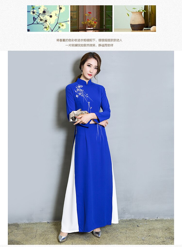 Vietnam Ao Dai Patchwork Tight Dress for Woman Chi... – Vicedeal