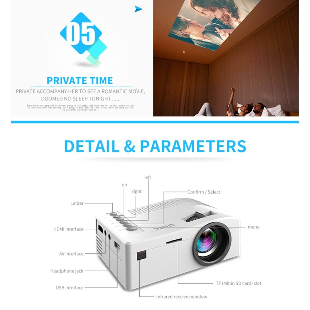 UC18 Hd 1080P Tft Lcd Compact Siz Ehome Mini Hd Projector Tv Multi-Media Player Theater Home Cinema video Projector
