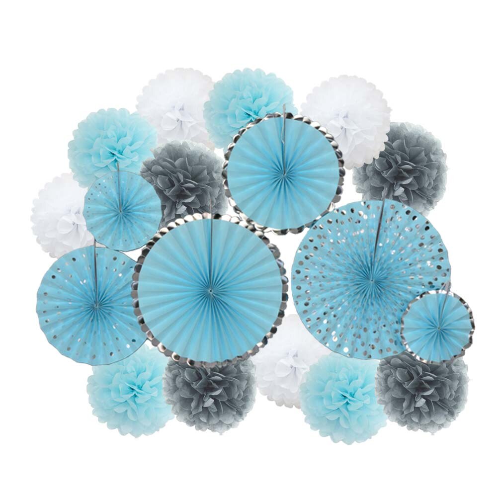 Lente Party Favor Goud Groen Set Vouwen Opknoping Papier Pom Pom Fans Baby Shower Kids Meisje Jongen Verjaardag Decoratie