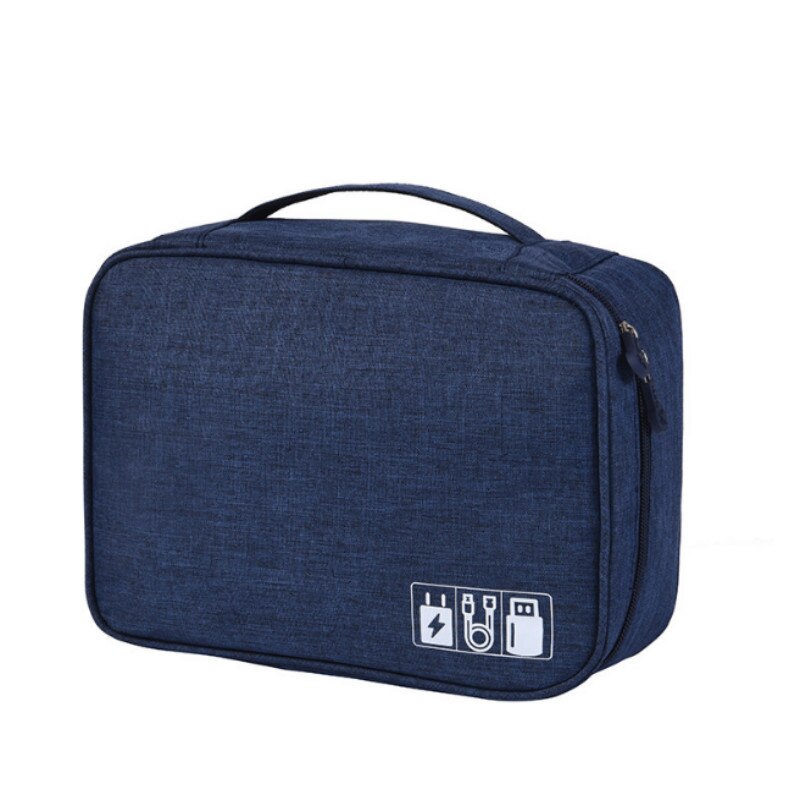 Bolsa de almacenamiento de cables digitales para viaje, organizador de energía móvil, impermeable, accesorios electrónicos, bolsa de viaje: dark blue