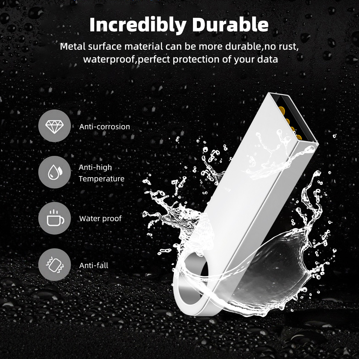 Memoria USB de Metal resistente al agua, Pendrive de alta velocidad, 64 GB, 32GB, 16GB, 8GB, 2GB, 2GB, 8GB, 16GB, 32GB, 64 GB,
