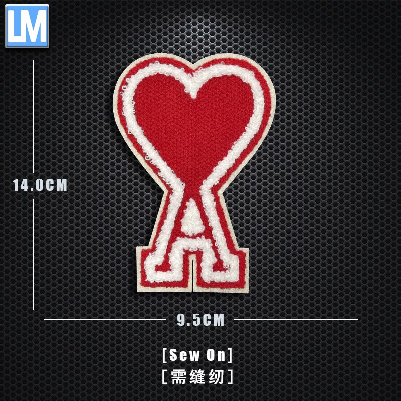 Herz EINE Stickerei kleidung zubehör Patch tuch aufkleber kleine Etikett pfirsich herz stickerei abzeichen abzeichen pfirsich: 008