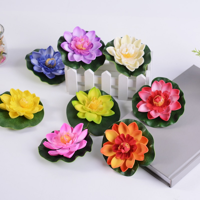 1 stk 10-30 cm ekte berøringe kunstig lotusskum blomster hvit vannlilje flytende bassengplanter til bryllupshage eva dekorasjon