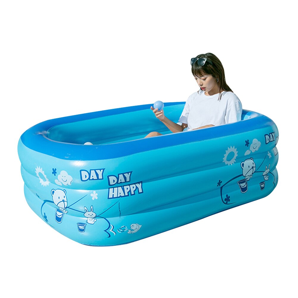 Rechthoekige Opblaasbaar Zwembad 120Cm Peuterbad Baden Bad Outdoor Zomer Zwemmen Reservoir Voor Kinderen Volwassen