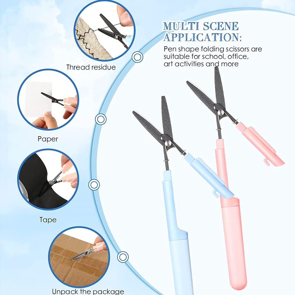 Multifunctional Deformation Scissors Quickly Disassembled Scissors Pen Style Compact Twiggy Scissors with Cover Cutting Tool