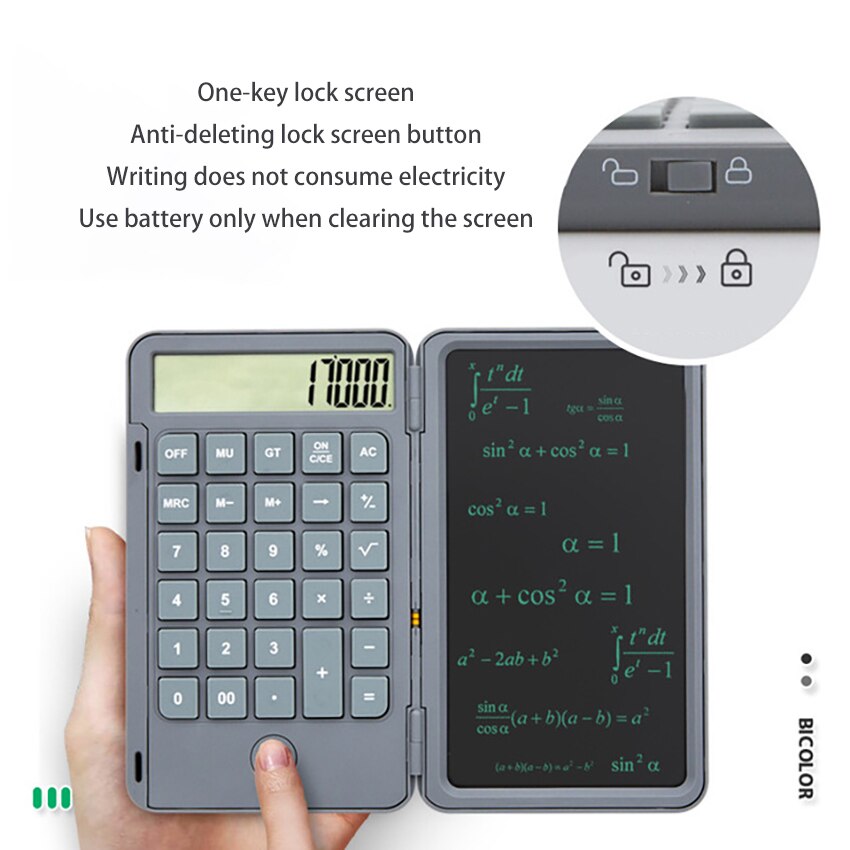 6 Inch Portable Calculator LCD Screen Writing Tablet Folding Scientific Calculator Tablet Digital Drawing Pad Handwriting Board