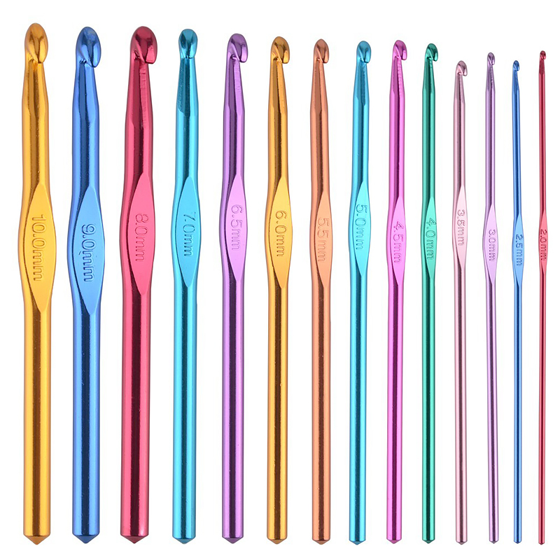 14 Sizes Aluminum Oxide Knitting Needles Crochet Hook Sweater Weaving Crochet Needles Home DIY Handmade 2-10mm