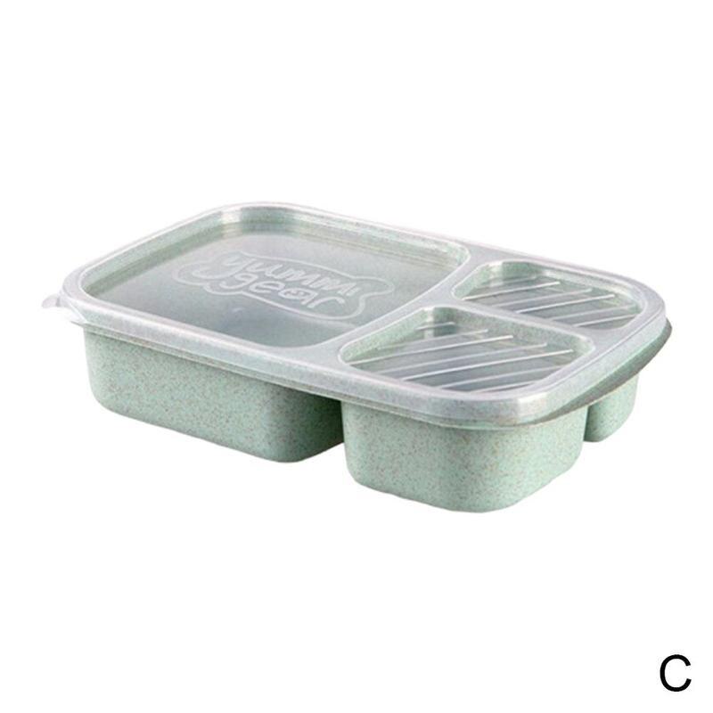 Portable Food Grade Wheat Straw Meal Box Microwave Food Foodbox Container Dinnerware Storage Q9E5: C