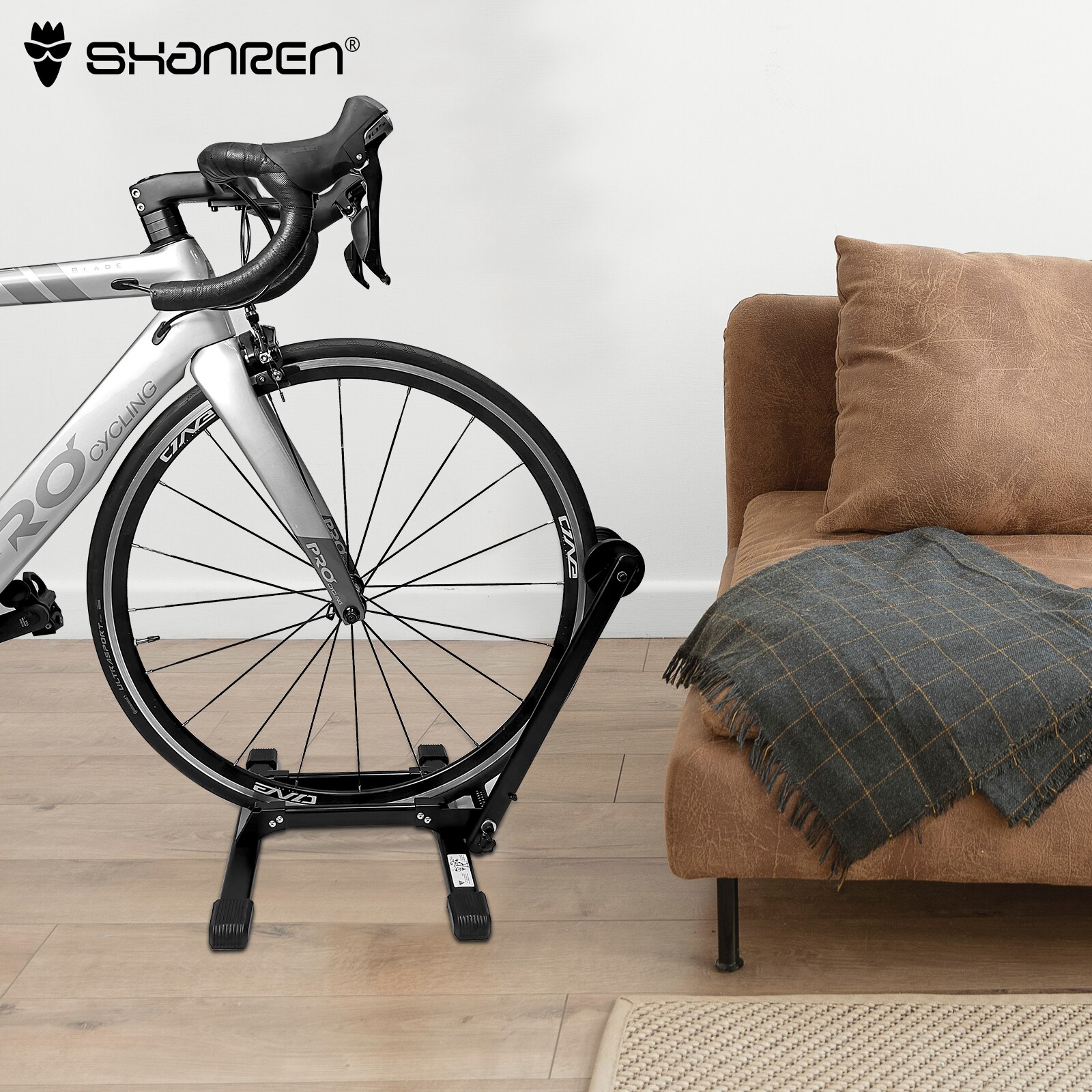 SHANREN Foldable Alloy Cycling Parking Rack Bike Foldable Stand Bicycle Storage Display Repair Stand Bicycle Floor Parking Rack
