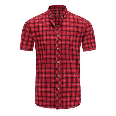 JeeToo – chemises à carreaux en coton pour hommes, , décontracté, Slim Fit, chemise à manches courtes, col rabattu, simple boutonnage, , été: PL001 / XXXL