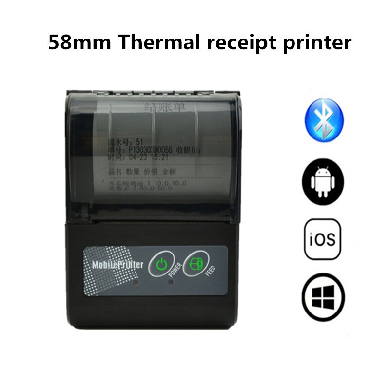 58HB5 ESC/POS – Mini imprimante de reçus portable sans encre, Bluetooth, USB, 58mm, pour Android IOS et Windows