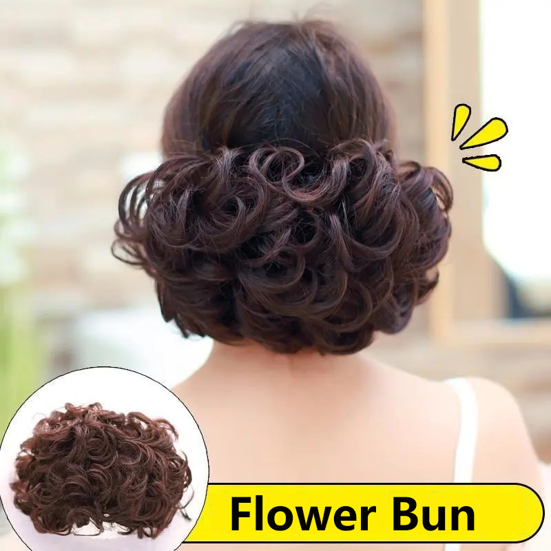 Moño rizado sintético, banda de goma elástica, Scrunchie envolvente para el cabello, moño esponjoso desordenado, postizos, peinado Retro para novia